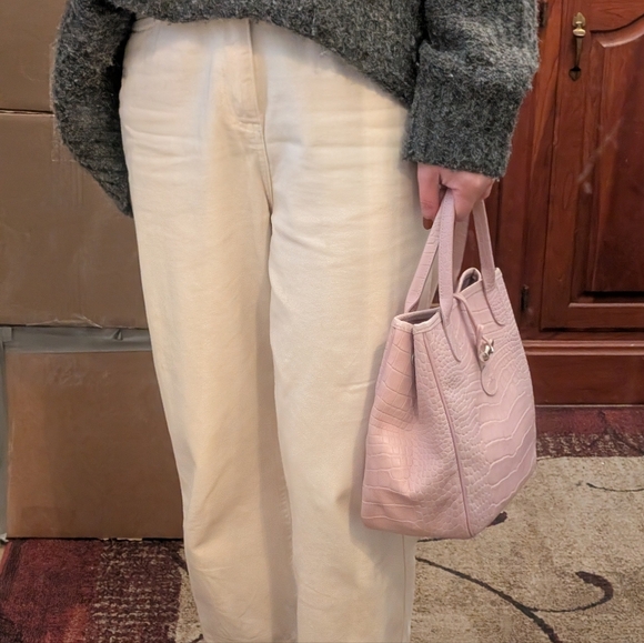 Longchamp Roseau Small leather Tote Pink - Picture 8 of 10